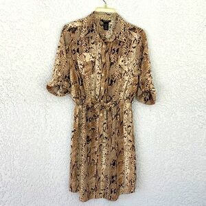 Millenium Snake Print Shirt Dress with attached belt size S